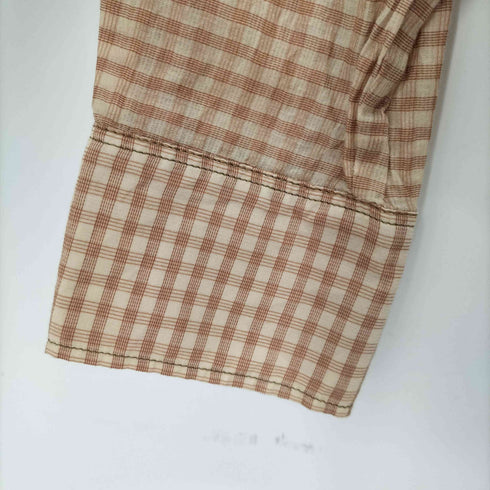 ザラ ZARA L/S シルク混 コットンチェックシャツ レディース import:XS