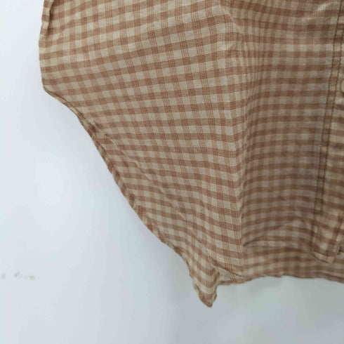 ザラ ZARA L/S シルク混 コットンチェックシャツ レディース import:XS