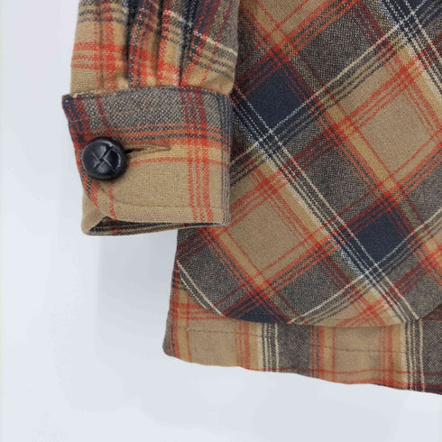 ペンドルトン PENDLETON 70S USA製 チェック柄 PURE VIRGIN WOOL くるみボタン ジャケット メンズ import:L