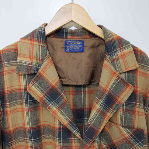 ペンドルトン PENDLETON 70S USA製 チェック柄 PURE VIRGIN WOOL くるみボタン ジャケット メンズ import:L