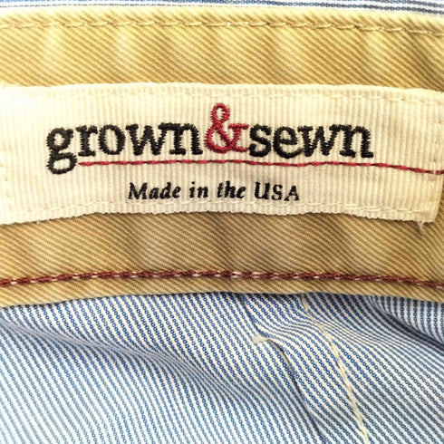 グロウンアンドソーン grown&sewn USA製 SLIM ストライプ コットン センタープレスパンツ メンズ 28