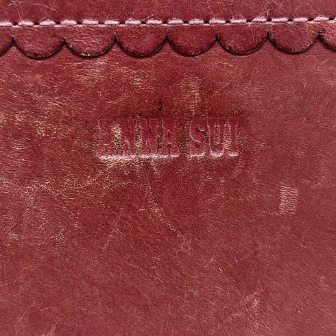 アナスイ ANNA SUI ロゴ刻印 バタフライデザイン ラインストーン がま口 メダリオン 3つ折り財布 レディース