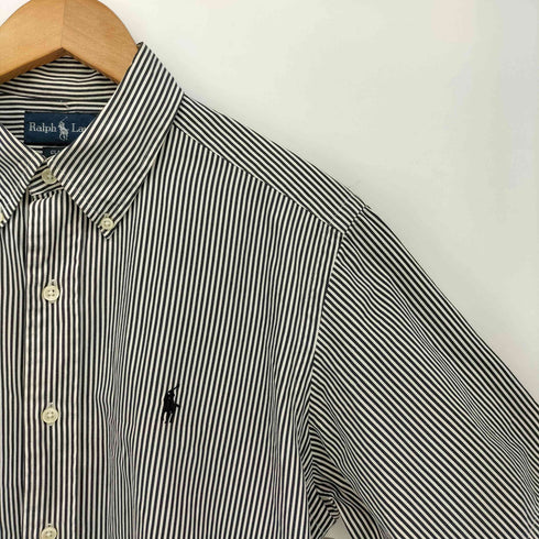 ラルフローレン RALPH LAUREN 90~00s CLASSIC FIT ポニー刺繍 ストライプ ボタンダウン 半袖シャツ メンズ import:L