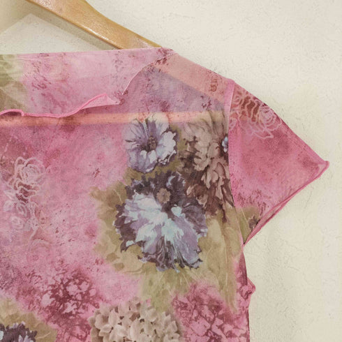 SUN MARIA フラワー ボトルネック シアーカットソー レディース M~L