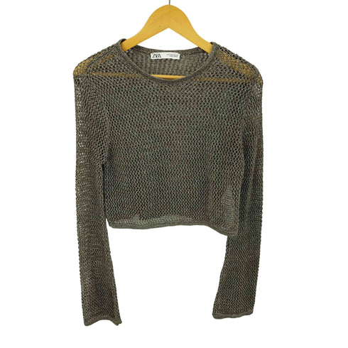 ザラ ZARA メッシュ L/S カットソー レディース import:M