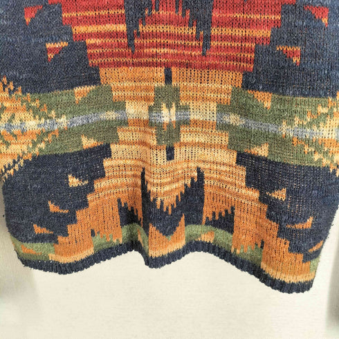 デニムアンドサプライ ラルフローレン DENIM & SUPPLY RALPH LAUREN ネイティブ柄 猫目ボタン ヘンリーネックコットンニットソー メンズ S