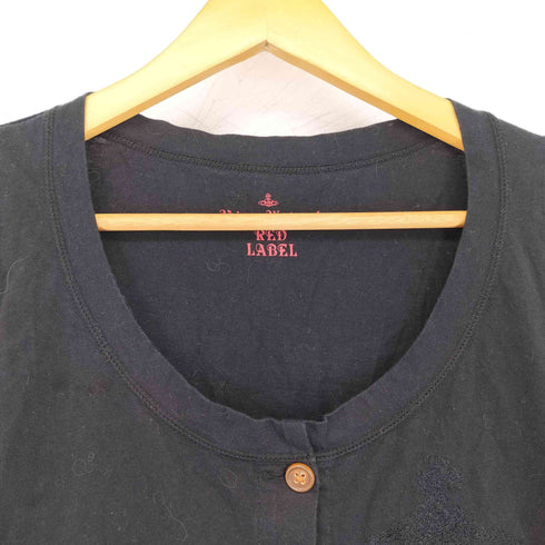 ヴィヴィアンウエストウッドレッドレーベル Vivienne Westwood RED LABEL 刺し子ロゴ ノーカラーカーディガン レディース 2