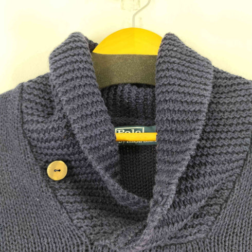ポロバイラルフローレン Polo by RALPH LAUREN リネンコットン混フロント星条旗 タートルネックセーター ショールカラー メンズ import:L