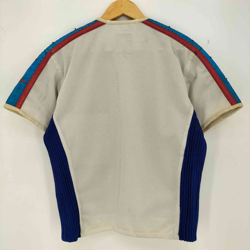 イエローコーン YELLOW CORN BACK RUNNING PROJECT スター ワッペン フェイクレザー切替 ジップアップ メッシュ レーシングシャツ メンズ LL