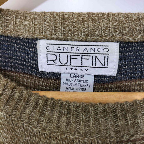 GIANFRANCO RUFFINI 総柄 クルーネック プルオーバー ニット メンズ LARGE