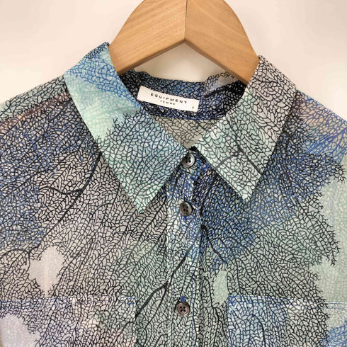 エキプモンフェム EQUIPMENT FEMME シルク 100% 総柄 シアー L/S シャツ レディース import:S