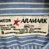 アラマーク ARAMARK ストライプ柄 企業ロゴ 刺繍 星条旗 ワッペン フラップポケット ポリコットン L/S レギュラーカラー シャツ メンズ