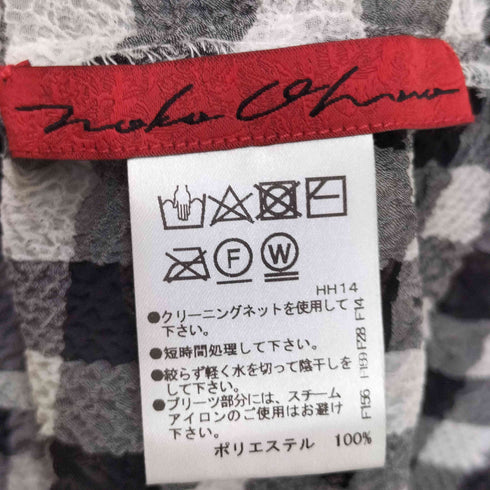 NOKO OHNO フラワー テクスチャ ブロックチェック ポップコーン プリーツ カーディガン レディース 40