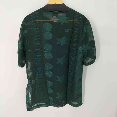 APART シースルー刺繍デザイン S/S ノーカラーシャツ メンズ UK:42