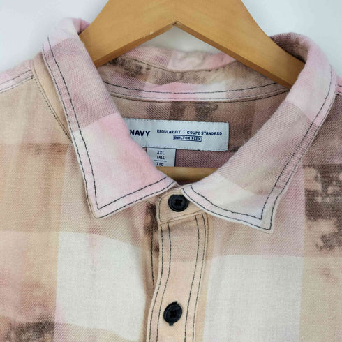 オールドネイビー OLD NAVY ブリーチ加工 チェック レギュラーカラー シャツ メンズ XXL