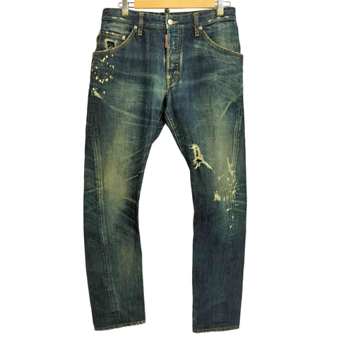 ディースクエアード DSQUARED2 クラッシュ ペイント加工 立体裁断 バイカーデニムパンツ メンズ 46