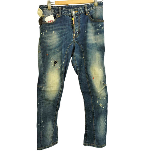 ディースクエアード DSQUARED2 KENNY TWIST JEANS クラッシュ ペイント加工 ケニーツイストデニム メンズ 44