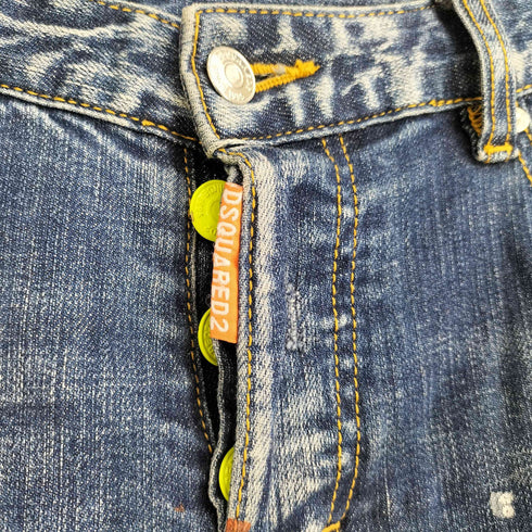 ディースクエアード DSQUARED2 KENNY TWIST JEANS クラッシュ ペイント加工 ケニーツイストデニム メンズ 44