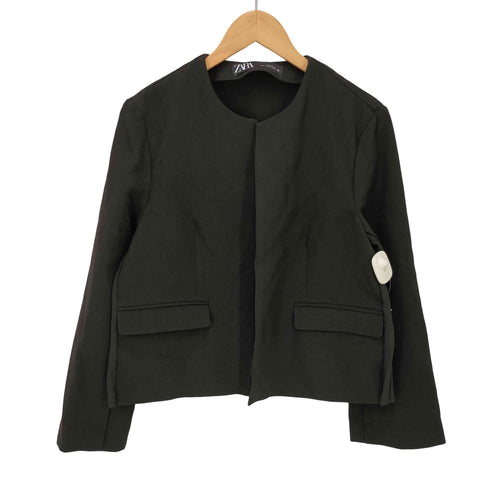 ザラ ZARA BACK TUCK JACKET バックタック ノーカラー ジャケット レディース import:M