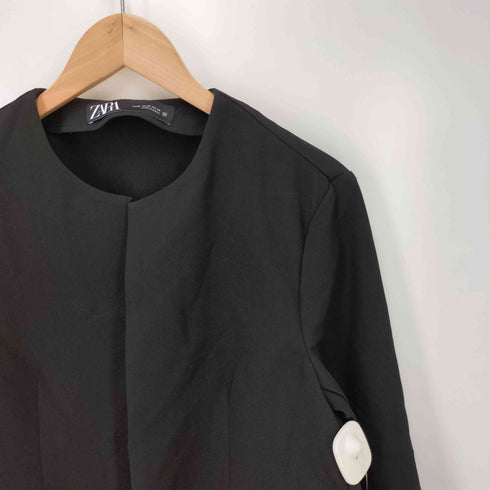 ザラ ZARA BACK TUCK JACKET バックタック ノーカラー ジャケット レディース import:M