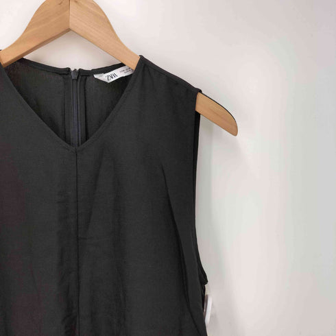 ザラ ZARA LINEN SLEEVELESS DRESS リネン ノースリーブ ワンピース レディース import:M