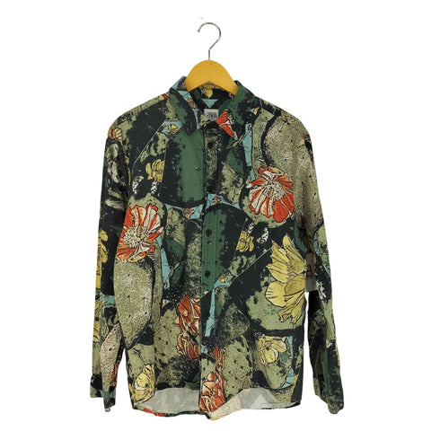 ザラ ZARA RELAXED FIT コットン 総柄 シャツ メンズ import:L