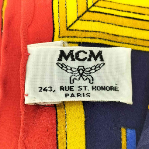 エムシーエム MCM イタリア製 ロゴ 総柄 シルク スカーフ レディース