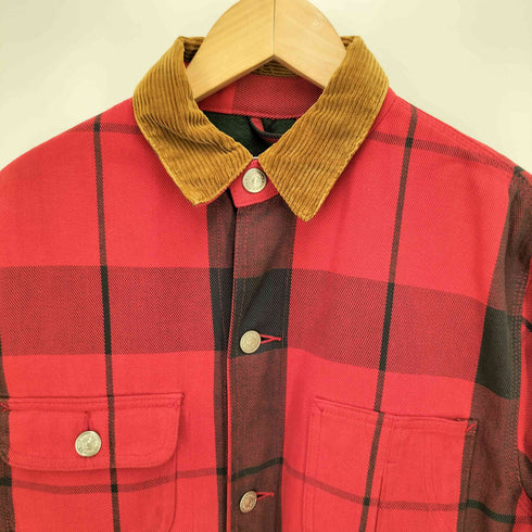 ポロバイラルフローレン Polo by RALPH LAUREN 80-90S 緑タグ 襟コーデュロイ 裏地フリース ガチャポケ チェック ハンティング ジャケット ユニセックス メンズ import:M
