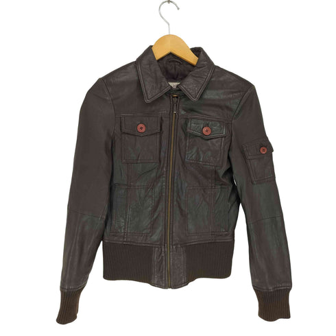 ザラ ZARA CUERO LEATHER ジップアップレザージャケット レディース import:M
