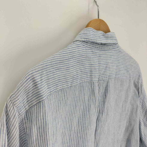 ブルックスブラザーズ 346 BROOKS BROTHERS 麻 リネン ストライプ B.D S/S オックスフォード シャツ メンズ import:L