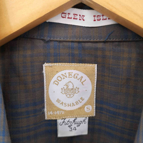 ドネガル DONEGAL 50-60S コットン チェック柄 L/S オープンカラーシャツ メンズ 34