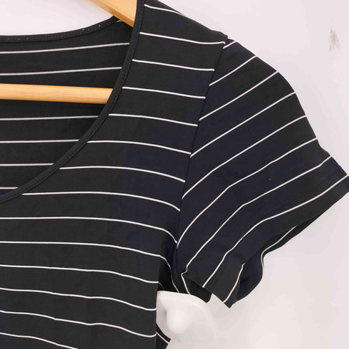 ラルフローレン RALPH LAUREN レーヨンエステル ボーダー UネックTシャツ レディース import:M