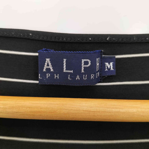 ラルフローレン RALPH LAUREN レーヨンエステル ボーダー UネックTシャツ レディース import:M