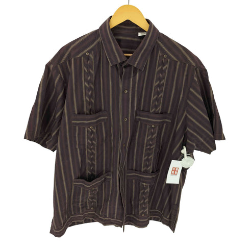 パナマ製 コットン ストライプ S/S キューバシャツ メンズ