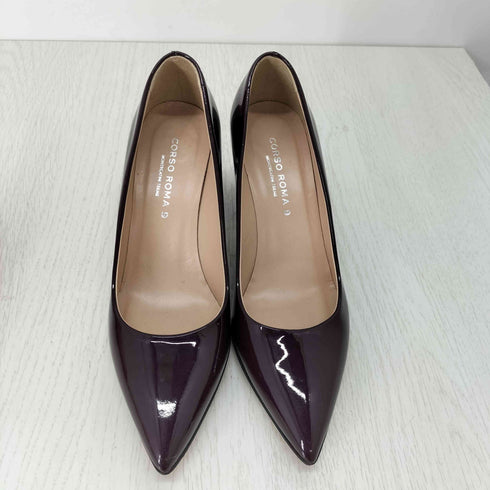 コルソローマノーヴェ CORSO ROMA 9 スポッテッドトゥ エナメル チャンキーヒールパンプス MADE IN ITALY レディース 37.5