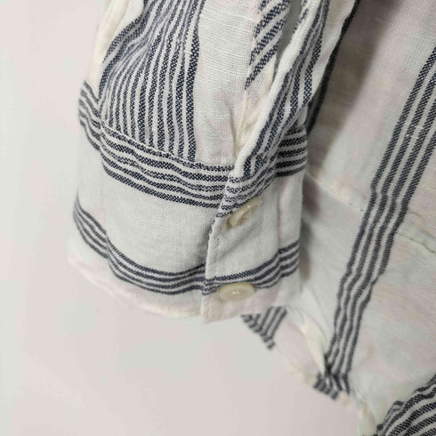 エディーバウアー Eddie Bauer L/S リネン混 ハーフボタンストライプシャツ レディース JPN:L