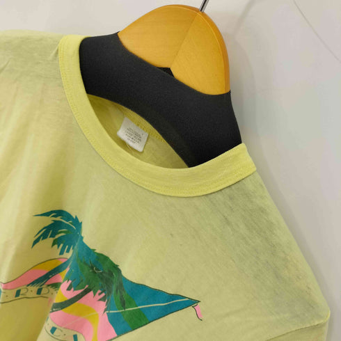 80-90S USA製 TROPICAL プリント クルーネック Tシャツ 袖シングル メンズ import:L