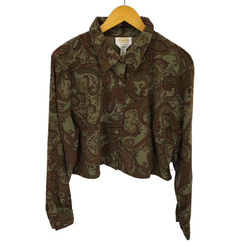 タルボット TALBOTS Stretch クロップド ペイズリー L/S シャツ レディース import:XL