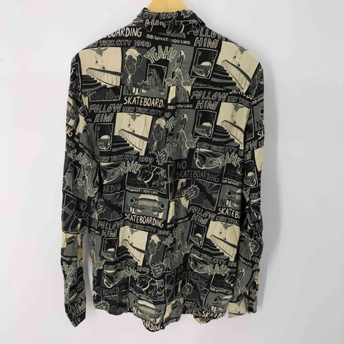 ザラ ZARA L/S 総柄レーヨンシャツ メンズ import:L