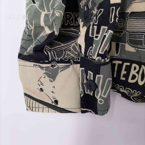 ザラ ZARA L/S 総柄レーヨンシャツ メンズ import:L