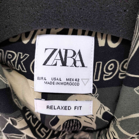 ザラ ZARA L/S 総柄レーヨンシャツ メンズ import:L
