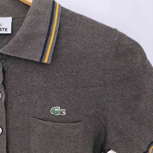 ラコステ LACOSTE ワニ刺繍 リブラインポロシャツ レディース JPN:38