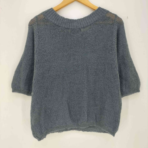 ノンブルアンペール NOMBRE IMPAIR モへヤ混 クルーネック半袖ニット レディース FREE
