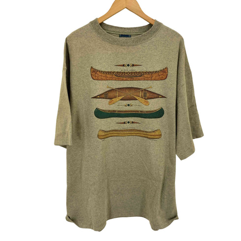 90-00s HARBORSIDE GRAPHICS 90S USA製 カヌー プリント クルーネック Tシャツ ボックスシルエット メンズ import:XL