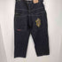 MACHINE JEANS CO. ドラゴン刺繍 ブラック バギーデニム パンツ メンズ 38/30