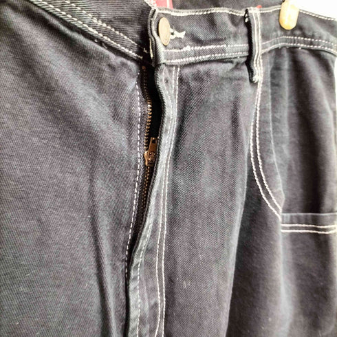 MACHINE JEANS CO. ドラゴン刺繍 ブラック バギーデニム パンツ メンズ 38/30