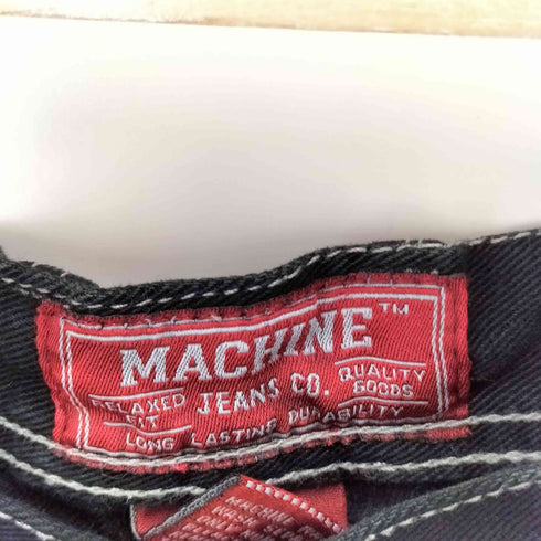 MACHINE JEANS CO. ドラゴン刺繍 ブラック バギーデニム パンツ メンズ 38/30