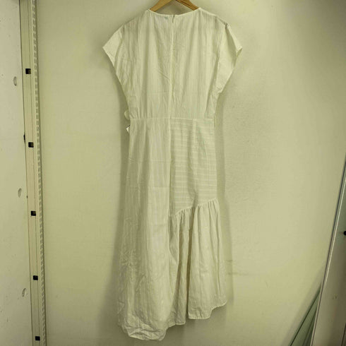 ザラ ZARA WOMAN アシンメトリー フレンチスリーブ ストライプ ロング ワンピース レディース import:M