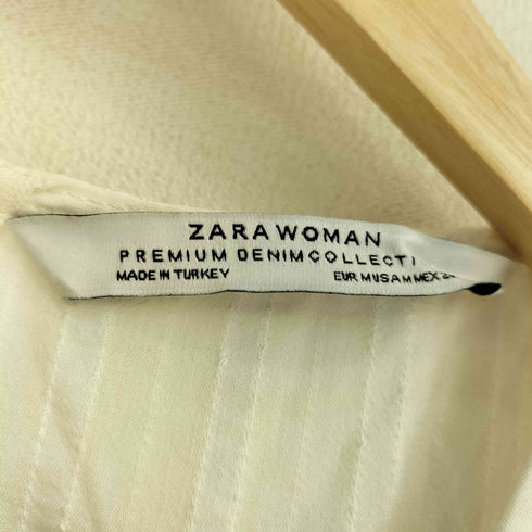 ザラ ZARA WOMAN アシンメトリー フレンチスリーブ ストライプ ロング ワンピース レディース import:M