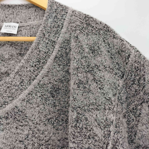アルマーニコレツィオーニ ARMANI COLLEZIONI イタリア製 ウールナイロン パイル地 Vネック ニット メンズ 50